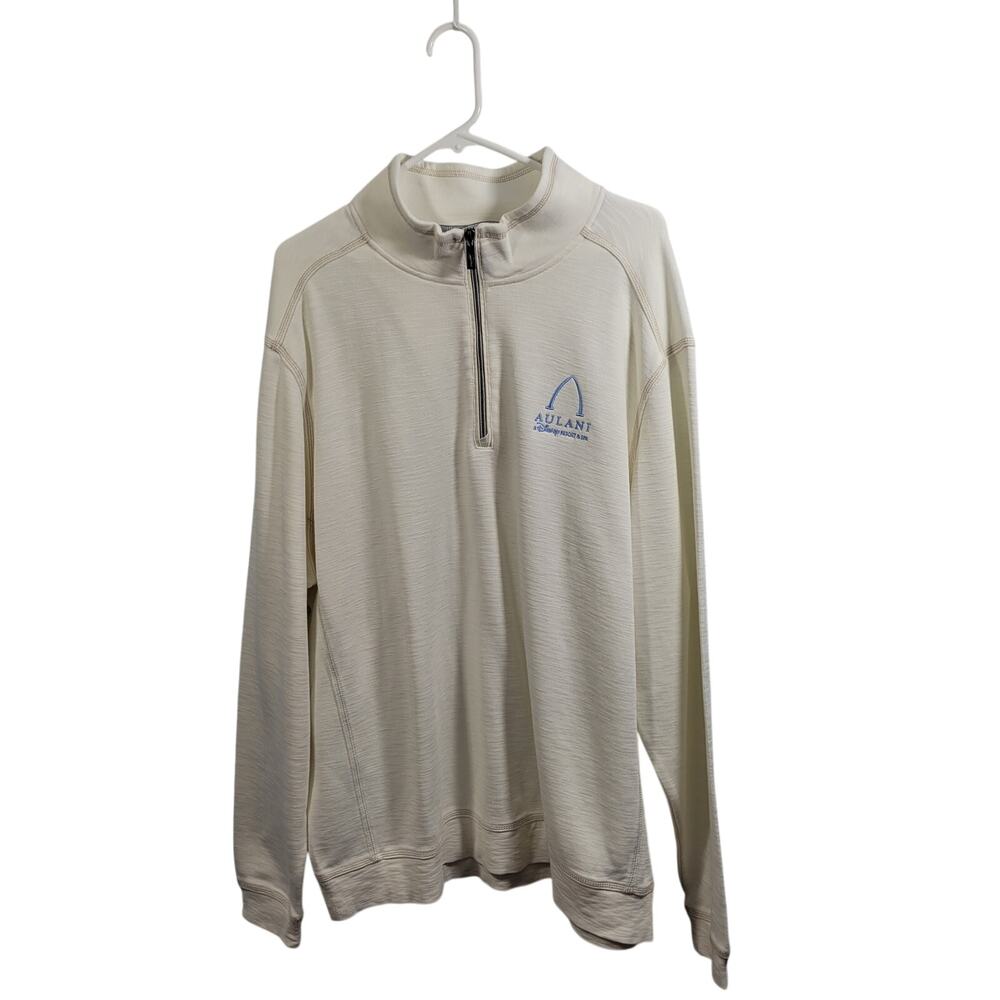 Tommy Bahama Cream Quarter Zip Pullover With Logo For Aulani Resort Size 2XL